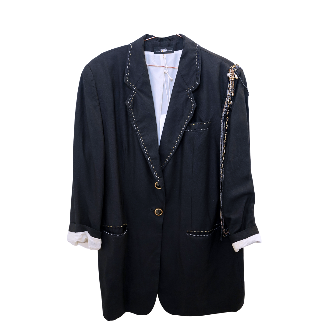 embellished linen blazer