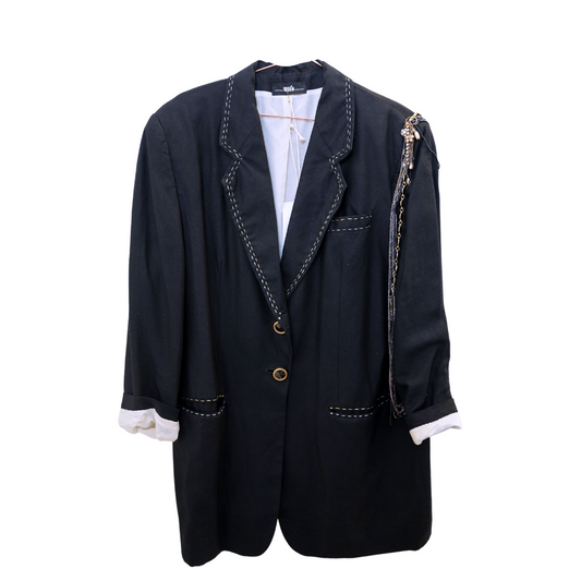 embellished linen blazer